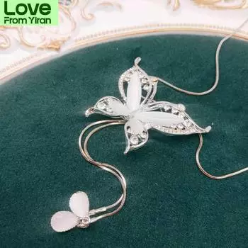 Модные элегантные бабочки жемчуг опал стразы кулон ожерелья новый темперамент ювелирные изделия оптом