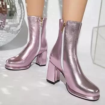 Модные элегантные ботильоны для женщин, новинка 2024 года, черные, белые, красные, золотые, короткие ботинки на каблуках, танцевальная обувь для вечеринок, женская обувь большого размера 48 34 чёрный