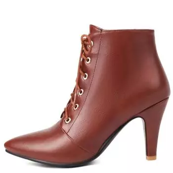 Модные элегантные ботильоны для женщин, повседневные, на шнуровке, осень-весна-зима, короткие женские ботинки на высоком каблуке, черные, красные, для вечеринок, женские, большого размера 34 хаки