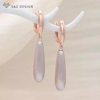 Модные элегантные длинные висячие серьги с каплями воды для женщин и девочек, свадебные украшения цвета розового золота