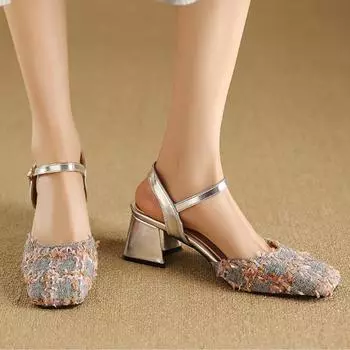 Модные элегантные летние туфли для женщин, босоножки с закрытым носком, средний каблук, большой размер 45, роскошные сладкие розовые туфли для вечеринок и танцев, свадебные туфли для женщин 34 розовый