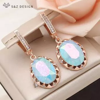 Модные элегантные овальные серьги-капли с кристаллами для женщин, свадебные классические ювелирные изделия цвета розового золота, подарок