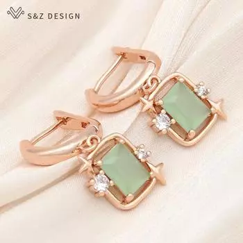 Модные элегантные прямоугольные серьги-капли с кристаллами для женщин, ювелирные изделия, розовое золото, циркониевые серьги, подарок