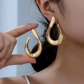 Модные элегантные серьги-кольца для женщин золотой