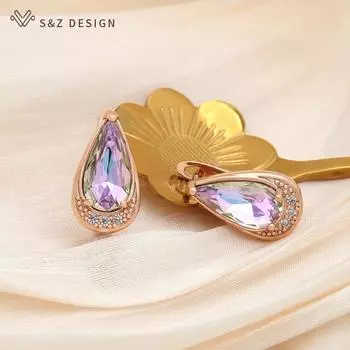 Модные элегантные серьги с кубическим цирконием, разноцветные висячие серьги с каплями воды и кристаллами для женщин, свадебные украшения, подарок