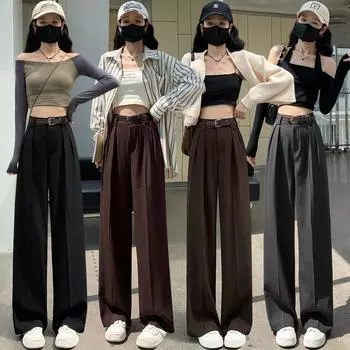 Модные элегантные широкие брюки для женщин, новые весенние прямые мешковатые брюки с высокой талией, женские свободные повседневные брюки 511 S чёрный