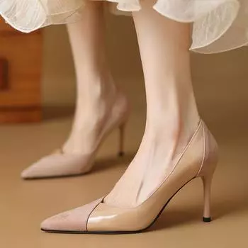 Модные элегантные туфли-лодочки на высоком каблуке телесного цвета, женские кожаные сексуальные черные туфли на каблуке для вечеринок, офиса, свадьбы, дамы, большой размер 45 34 чёрный