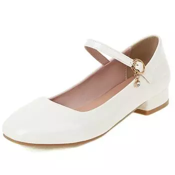 Модные элегантные туфли Мэри Джейн на коротком каблуке, женские туфли на ремешке, белые туфли на каблуке, женские туфли большого размера для офиса, вечеринки, свадьбы, женские туфли большого размера 34 чёрный