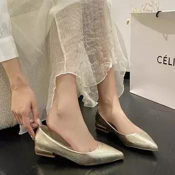 Модные элегантные туфли на низком каблуке для женщин, туфли на плоской подошве с заостренным носком, украшенные блестками, повседневные модные легкие прогулочные туфли без застежек, легкие, мягкие, новые, во французском стиле 35 розовый