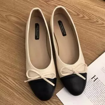 Модные элегантные туфли на плоской подошве с круглым носком и бантом, женские балетки, офисные женские туфли-лодочки, удобные мокасины, туфли Мэри Джейн 35 бежевый