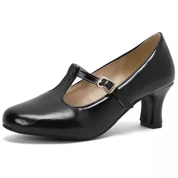 Модные элегантные туфли на высоком каблуке, женские элегантные туфли Мэри Джейн, большой размер 45, с Т-образными ремешками, черные, телесного цвета, женские туфли на каблуке для вечеринки и свадьбы 34 абрикосовый