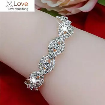 Модные элегантные ювелирные изделия Infinity Rhinestone Bangl Deluxe Crystal Bracelet Women Gift