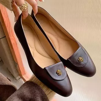 Модные элегантные весенние женские туфли-лодочки из натуральной коровьей кожи на низком каблуке, элегантные женские туфли Мэри Джейн с острым носком 34 коричневый