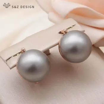 Модные элегантные винтажные круглые серьги-подвески с имитацией жемчуга для женщин, ювелирные изделия цвета розового золота, подарок-подвеска