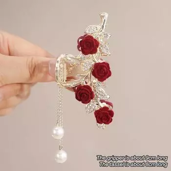 Модные элегантные заколки-гвоздики с розовыми кисточками для женщин и девочек, милые универсальные заколки-акулы, изысканные аксессуары для волос на вечеринку, подарки A2