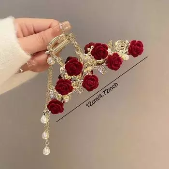 Модные элегантные заколки-гвоздики с розовыми кисточками для женщин и девочек, милые универсальные заколки-акулы, изысканные аксессуары для волос на вечеринку, подарки A1