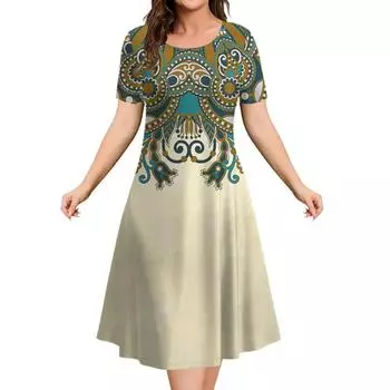 Модные элегантные женские платья с 3D-принтом, свободные платья А-силуэта больших размеров, женское повседневное платье с коротким рукавом и цветочным принтом, большой размер 6XL S