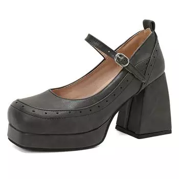 Модные элегантные женские туфли на высоком каблуке Mary Janes Shoes Pumps Platform Large Size 45 Black Grey Red Heeled Dance Party Wedding Shoes Female 34 бежевый