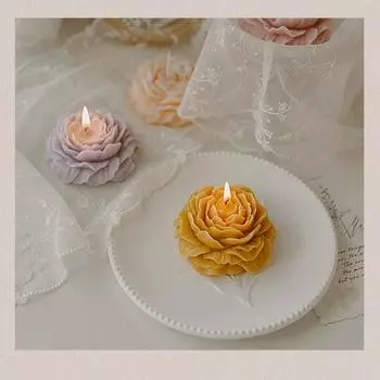 Модные ароматизированные свечи в форме цветка пиона, украшения для гостиной, спальни, простые украшения, цветочная свеча ко Дню учителя белый