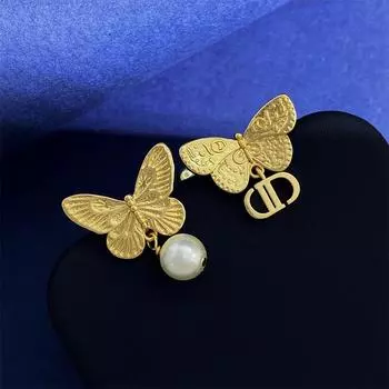 Модные асимметричные серьги-гвоздики Seiko Butterfly, индивидуальный дизайн, подвеска в виде буквы Cd, нежные серьги-гвоздики с темпераментом золотой