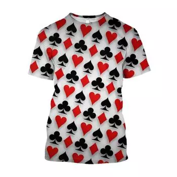 Модные эстетичные футболки с 3D принтом для игры в покер, мужские забавные футболки с рисунком казино, одежда в стиле Харадзюку, топы с короткими рукавами 5XL