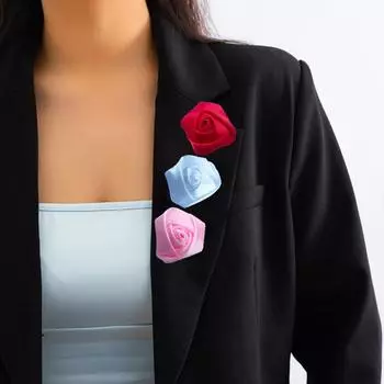 Модные атласные сетчатые броши-цветы для женщин 4 см 6 см пальто костюм свитер платье брошь булавки заколки для волос ювелирные изделия для девочек аксессуары