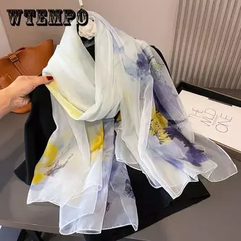 Модные атласные солнцезащитные шарфы женские 180*135 см стиль пляжное полотенце популярный принт шелковая шаль роскошная пылезащитная большая бандана