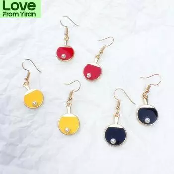 Модные этнические эмалевые сплавы, жемчужные ракетки для настольного тенниса, серьги, оригинальность, ракетка для пинг-понга, подвеска Pendientes, ювелирные изделия для девочек-студенток