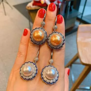 Модные австралийские белые бусины желтые бусины жемчужные серьги женские жемчужные серьги