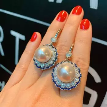 Модные австралийские белые бусины желтые бусины жемчужные серьги женские модные жемчужные серьги