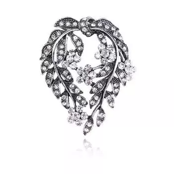 Модные аксессуары, элегантная брошь из цветочного сплава со стразами, аксессуары для праздничного платья, брошь со стразами высокого качества