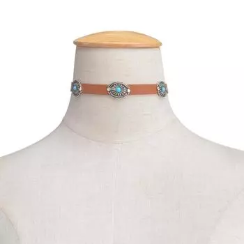 Модные аксессуары, богемный стиль, ретро, простая металлическая лицевая панель, бирюзовое колье-колье