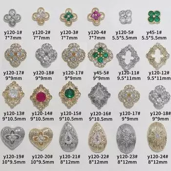 «Модные аксессуары для ногтей в стиле ретро-дворца с цирконами — легкий роскошный дизайн с четырехлистным клевером»