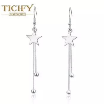 Модные аксессуары для ушей, серьги с пентаграммой средней длины белый