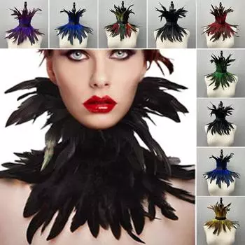 Модные аксессуары для вечеринок, шарф с перьями, декор для Хэллоуина, меховая шаль, готическая одежда