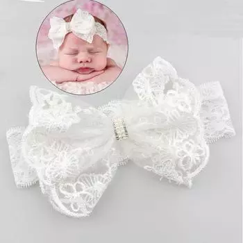 Модные аксессуары для волос для девочек с бантом и жемчугом, кружевная повязка для волос, головной убор, детская повязка на голову