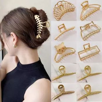 Модные аксессуары для волос Элегантная повязка на голову Шпилька для волос Женские золотые серебряные полые заколки для волос Геометрические металлические заколки для волос для девочек 18