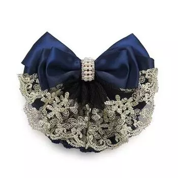 Модные аксессуары для волос Заколка бортпроводника Жемчужное кружево Бант Заколки для волос Зажим для волос Бант Сетка для волос