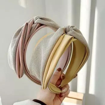 Модные аксессуары, повязка на голову, тканевая повязка для волос в полоску, клетчатая женская прическа, украшения для волос 17*5.5cm чёрный