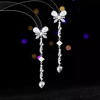 Модные бабочки, любовь, простые, темпераментные, длинные серьги с бахромой, женские, микроцирконовые, легкие, роскошные, высокого класса, темпераментные серьги серебряный