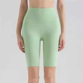 Модные байкерские шорты, женские короткие леггинсы с высокой талией для йоги, летние шорты для бега на открытом воздухе S светло-желтого