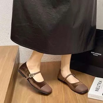 Модные балетки для танцев, женские туфли-лоферы, неглубокие мягкие повседневные замшевые сандалии, новинка 2024 года, модное платье, уютная обувь для прогулок, Mujer Zapatos 35 чёрный