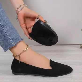 Модные балетки для женщин, удобные мягкие туфли без застежек на плоской подошве, женские повседневные элегантные кроссовки на низком каблуке для босых ног, размеры 36-43 36 чёрный