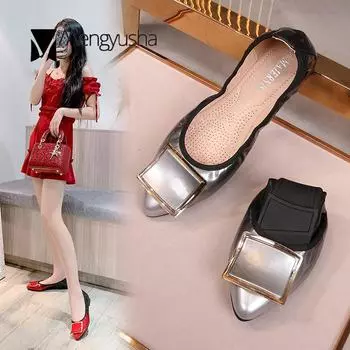 Модные балетки с металлической пряжкой и градиентом, с закругленными углами, с острым носком, без застежек, индивидуальные неглубокие мокасины, балетки на плоской подошве 5 красный