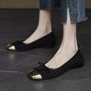 Модные балетки во французском стиле для женщин, элегантные женские туфли из плетения, весна-осень, низкий каблук 2 см, повседневные туфли в стиле пэчворк на плоской подошве 35 бежевый