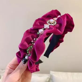 Модные бархатные широкие повязки на голову с жемчугом, женский темперамент, элегантные резинки для волос, женский ретро-универсальный обруч для волос, аксессуары для волос