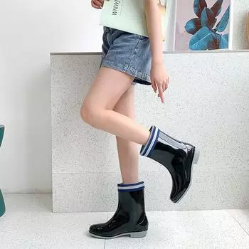 Модные бархатные средние женские легкие карамельные цвета водонепроницаемые дождевые туфли 36 небесно-голубой