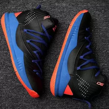 Модные баскетбольные кроссовки унисекс, нескользящие, износостойкие, спортивные баскетбольные кроссовки с высоким верхом 36 синий/чёрный