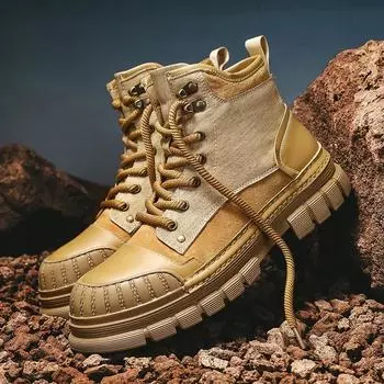 Модные базовые ботинки на шнуровке с толстой подошвой, нескользящие теплые зимние ботинки, новые классические мужские кожаные ботинки для мотокросса, повседневная обувь для мужчин на открытом воздухе 39