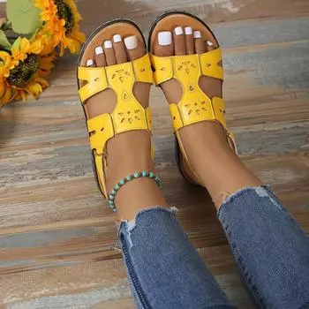 Модные базовые женские сандалии в римском стиле 2024 года, летние новые повседневные пляжные сандалии для отдыха на открытом воздухе, легкие и удобные женские туфли больших размеров 35 белый